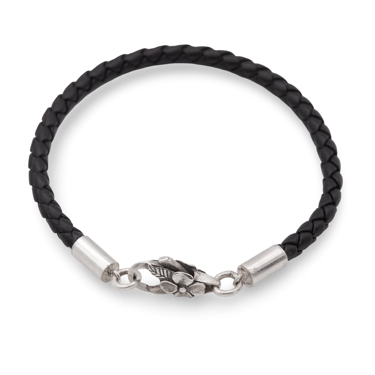 Armband "Hibiskus" Silber meets Leder