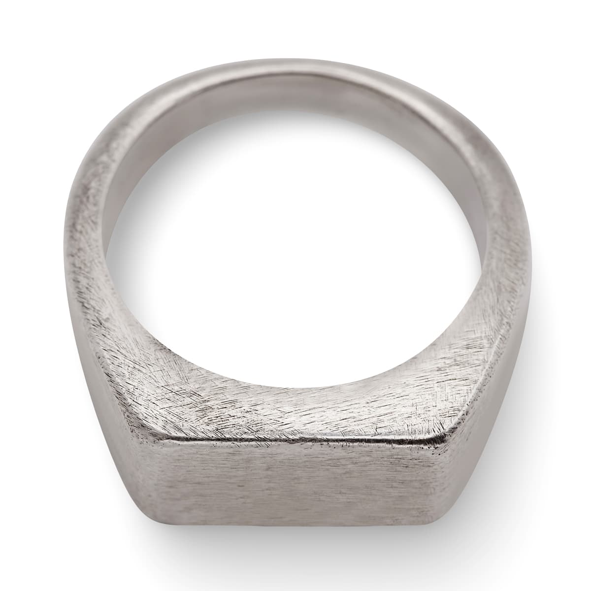 Gebürsteter Fred Siegelring am Finger, handgefertigter Sterling Silber Ring für Herren