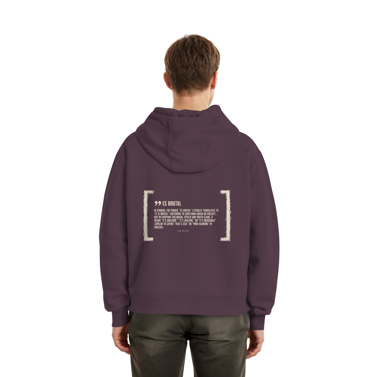 Es Brutal Boxcut Hoodie in Plum Purple – Rückseite