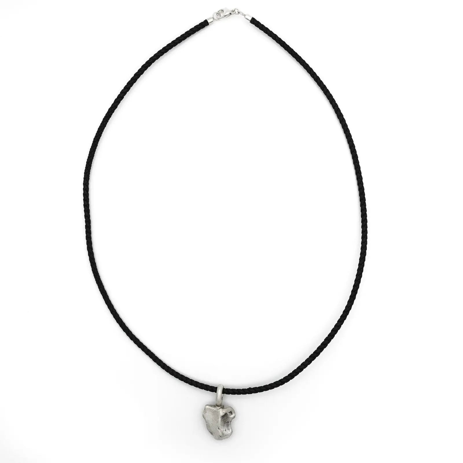 Halskette aus Silber massiv mit Lederband Brighton England Kieselsteinoptik
