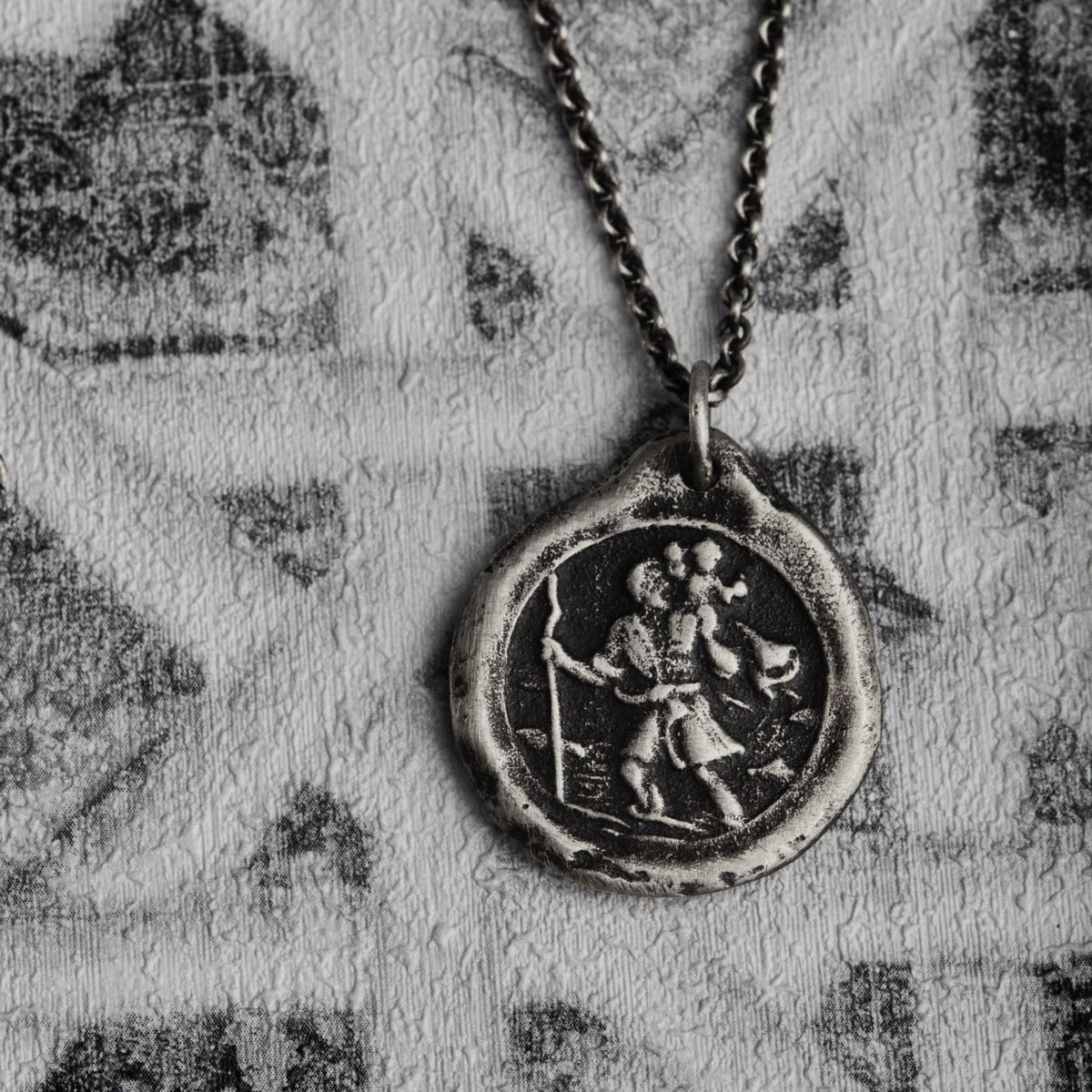Halskette "Saint Christopherus" - Schutzpatron der Reisenden - Sterling Silber handgefertigt