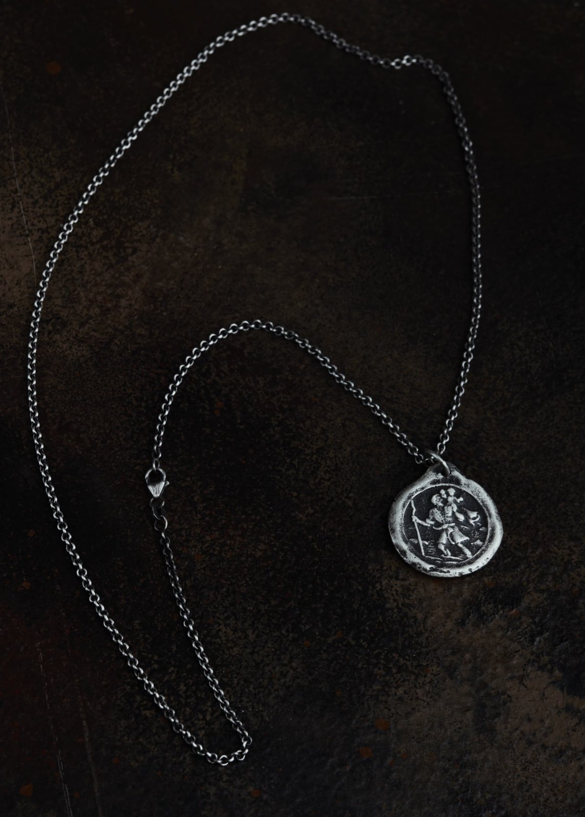Halskette "Saint Christopherus" - Schutzpatron der Reisenden - Sterling Silber handgefertigt
