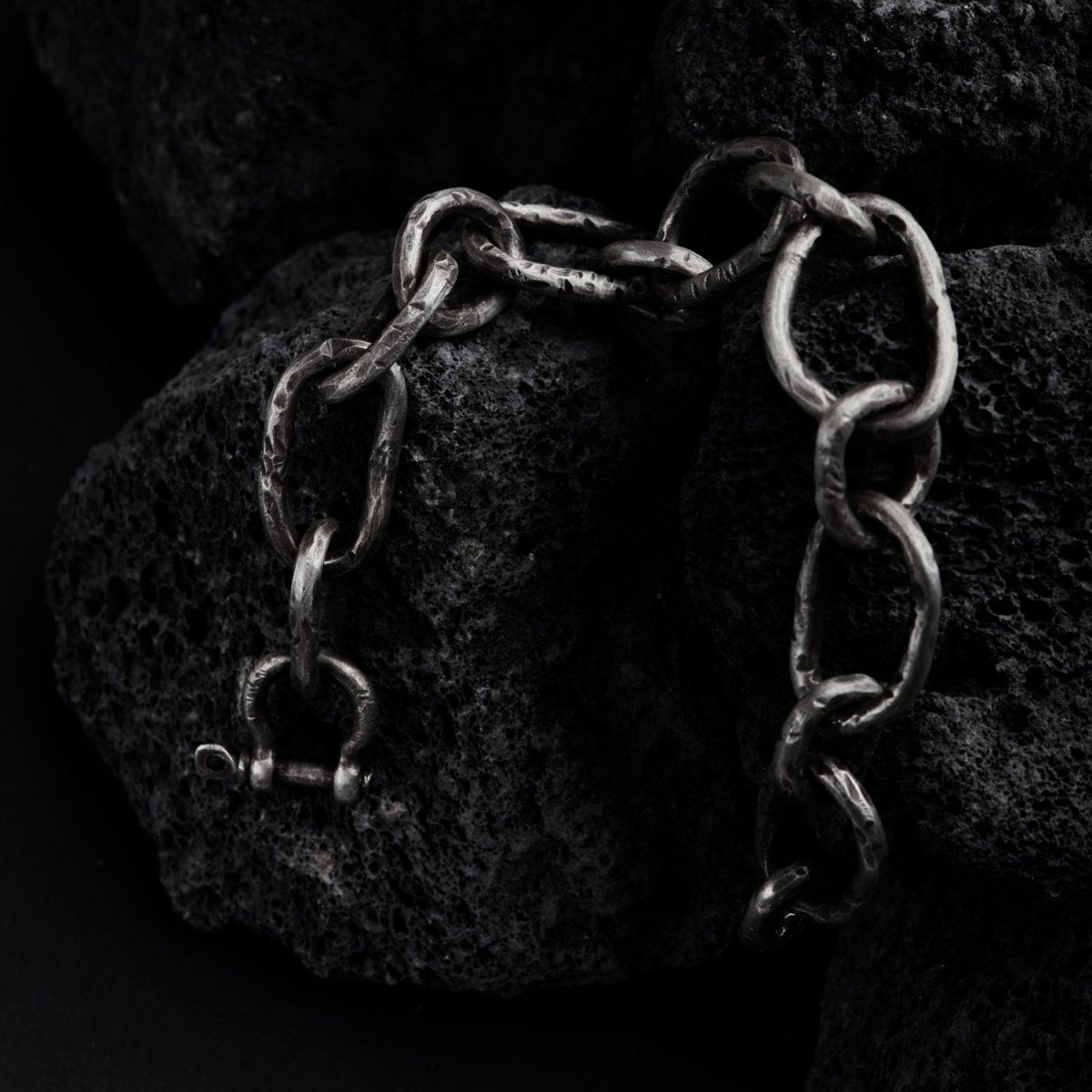Armband aus Sterling Silber - Unikat - oxidiert - grob massiv geschmiedet - Silberschmied