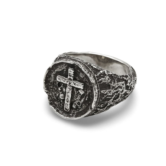 Herren Männer Mann Siegelring Ring Sterling Silber Totenkopf Kreuz