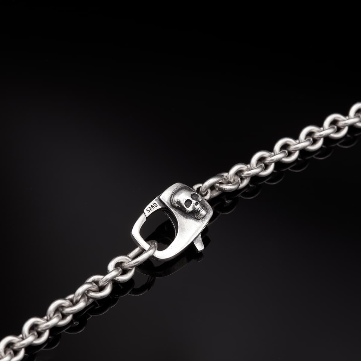 Halskette "Ankerkette Totenkopf Karabiner" - Sterling Silber Schmaal Workshop