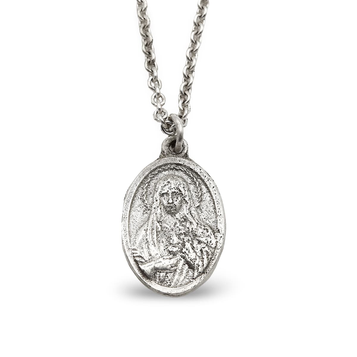 Herren Halskette sacred heart Jesus Maria Sterling Silber Vorderseite