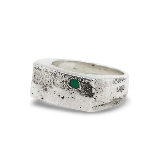 Silver ring with green emerald - unique piece