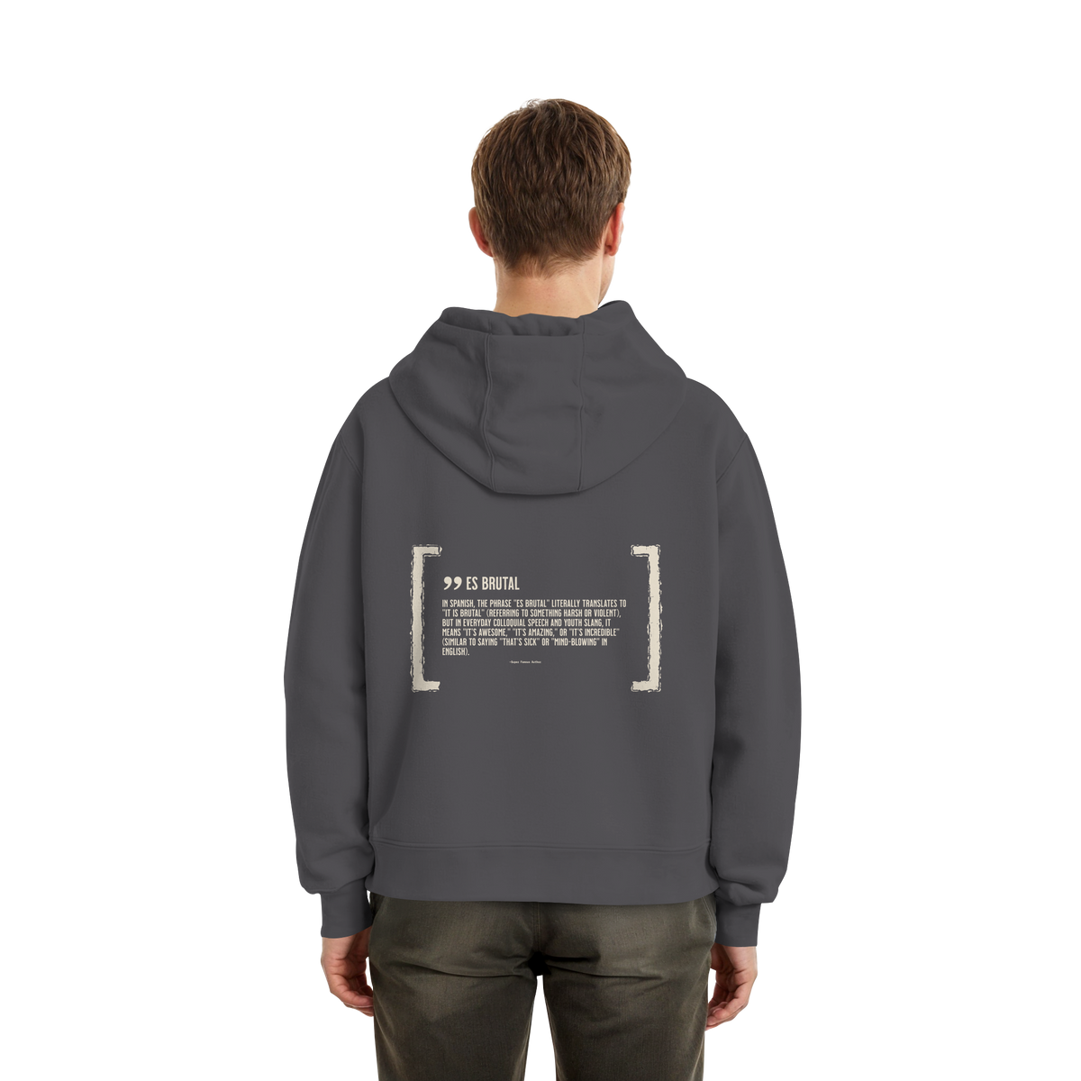 Es Brutal Boxcut Hoodie in Magnet – Rückseite
