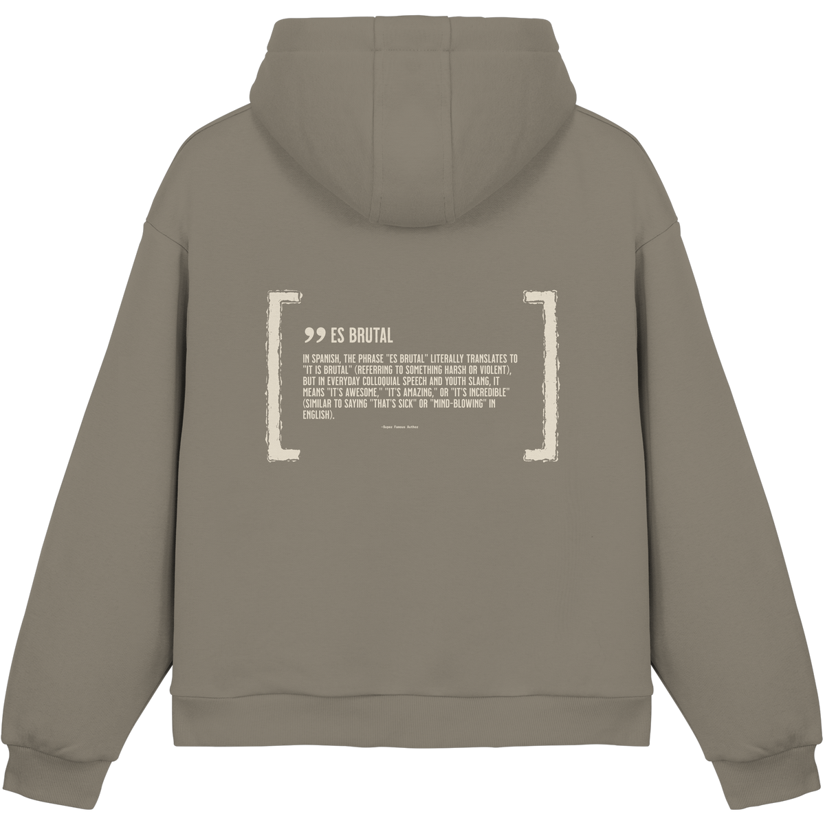 Es Brutal Oversize Hoodie in Pale Olive – Rückseite