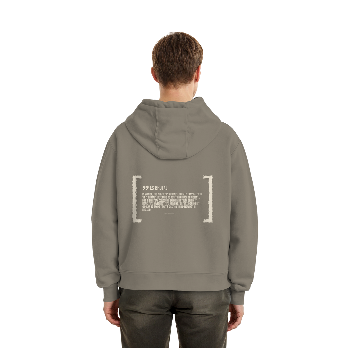 Es Brutal Boxcut Hoodie in Pale Olive – Rückseite