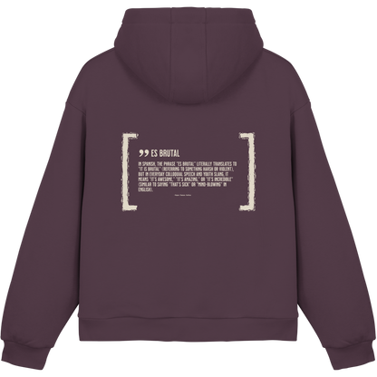 Es Brutal Oversize Hoodie in Plum Purple – Rückseite
