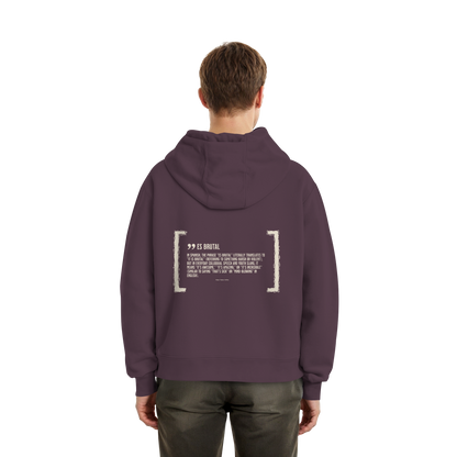 Es Brutal Boxcut Hoodie in Plum Purple – Rückseite