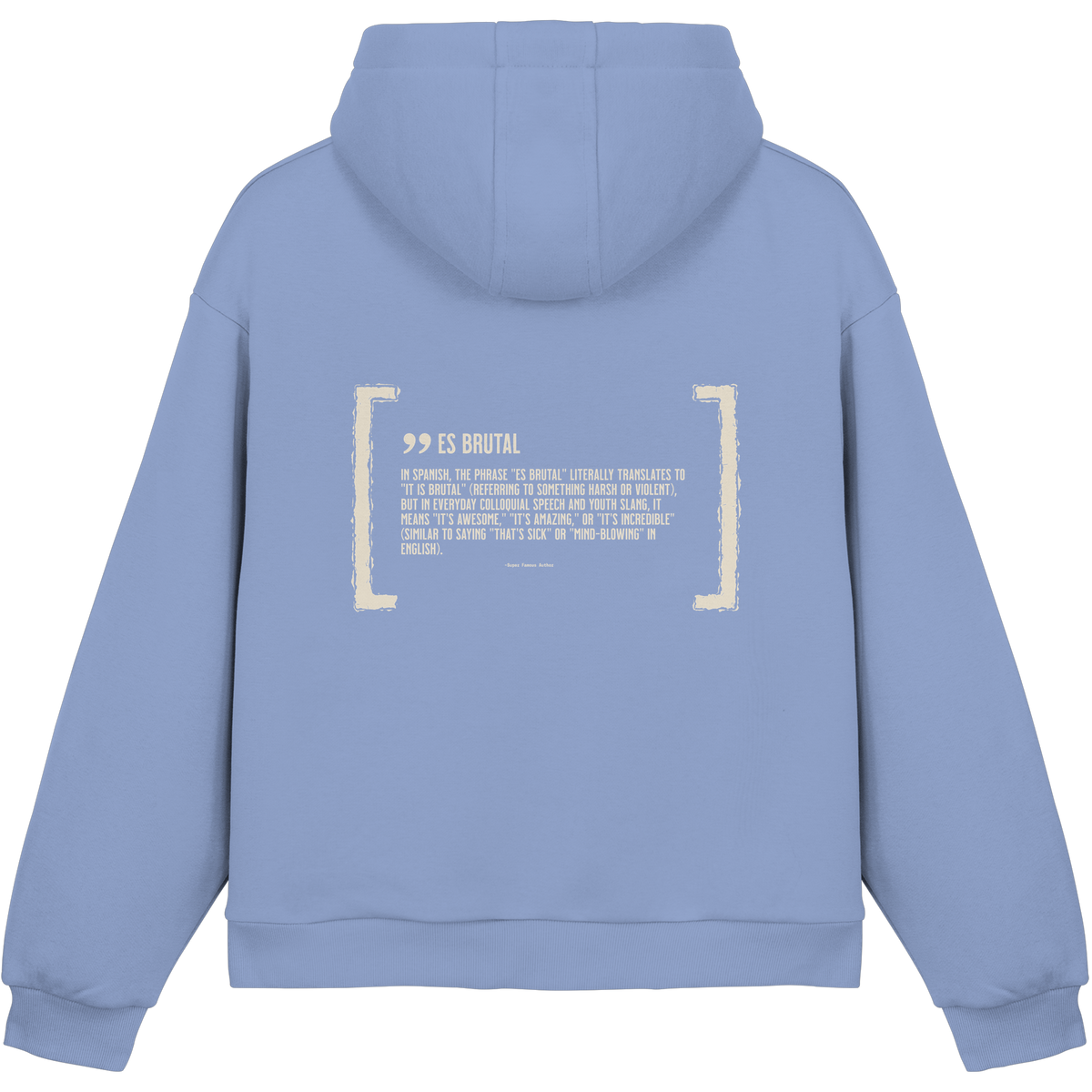 Es Brutal Oversize Hoodie in Powder Blue – Rückseite