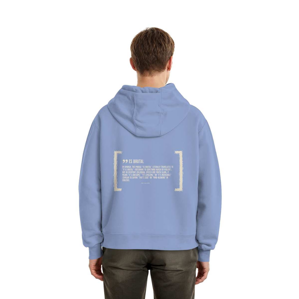 Es Brutal Boxcut Hoodie in Powder Blue – Rückseite