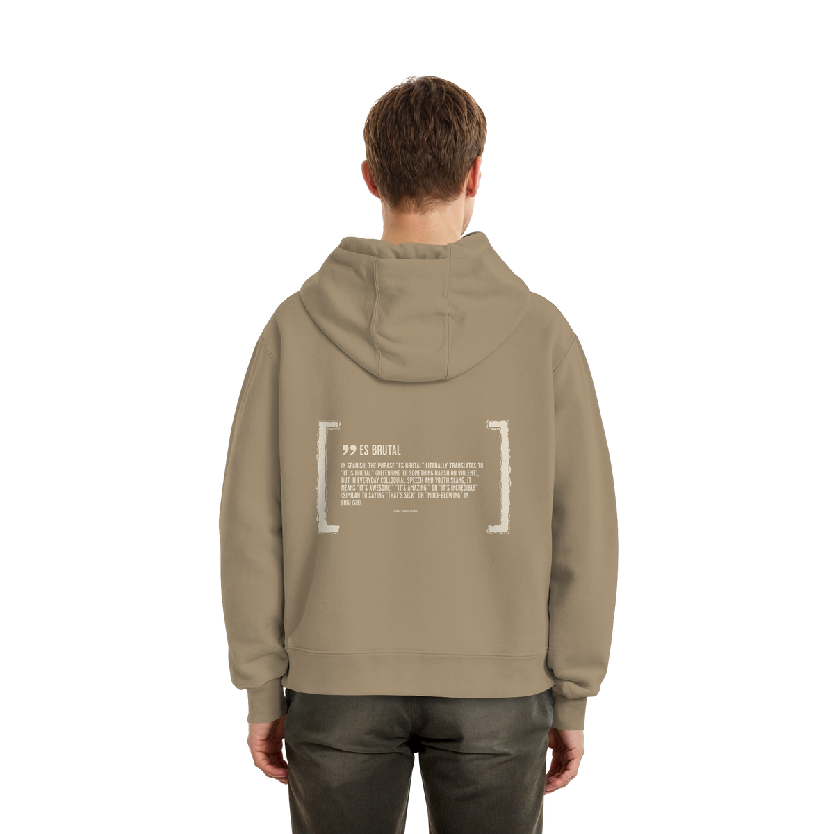 Es Brutal Boxcut Hoodie in U. Beige – Rückseite