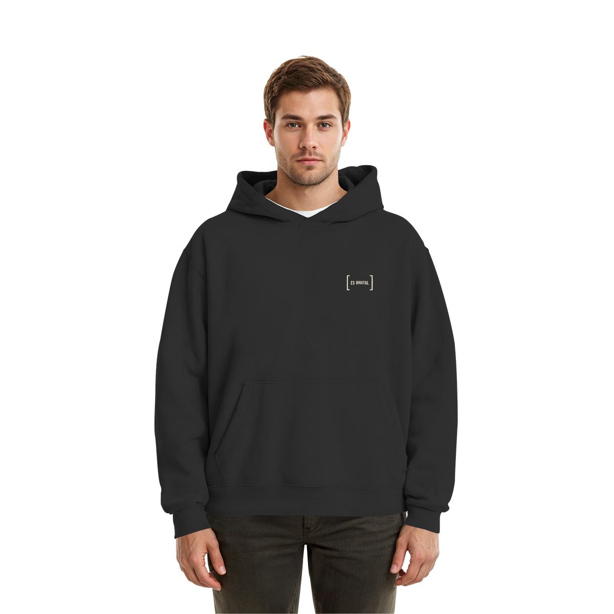 Es Brutal Boxcut Hoodie in Black – Vorderseite