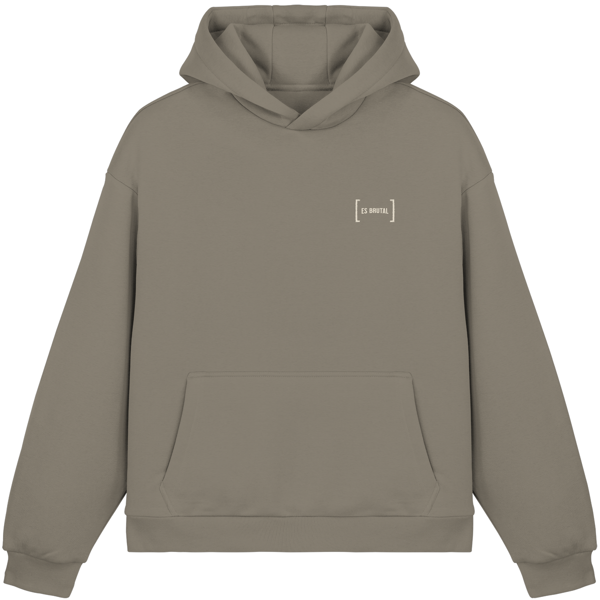 Es Brutal Oversize Hoodie in Pale Olive – Vorderseite