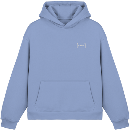 Es Brutal Oversize Hoodie in Powder Blue – Vorderseite