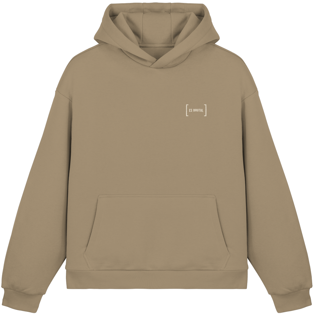 Es Brutal Oversize Hoodie in U. Beige – Vorderseite