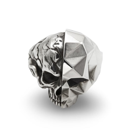 Totenkopfring "Modern Skull" Polygon Silber Ring