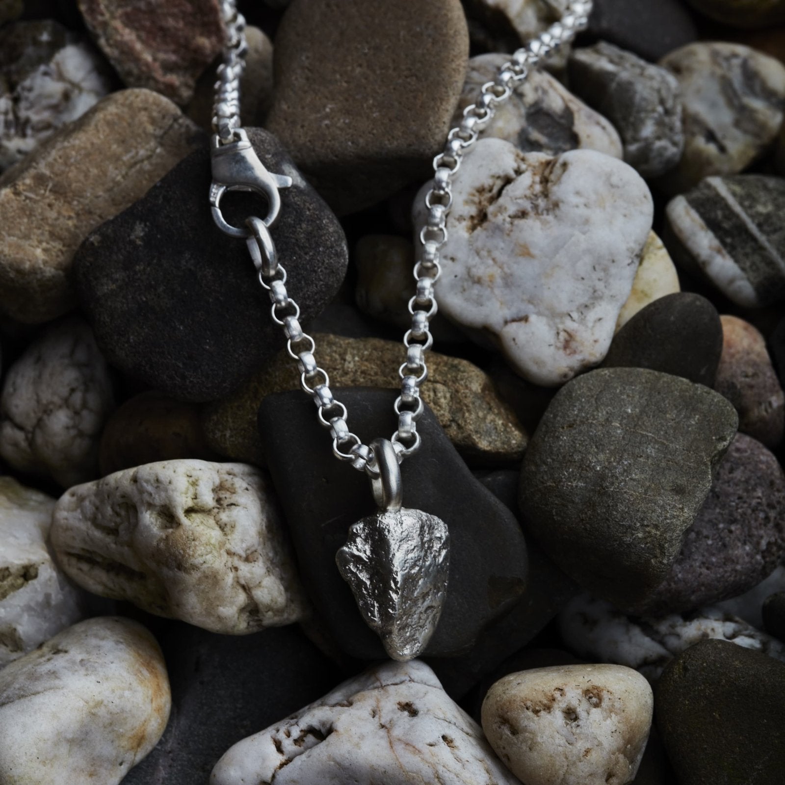 Silber Halskette massiv Kieselsteinoptik Brighton England