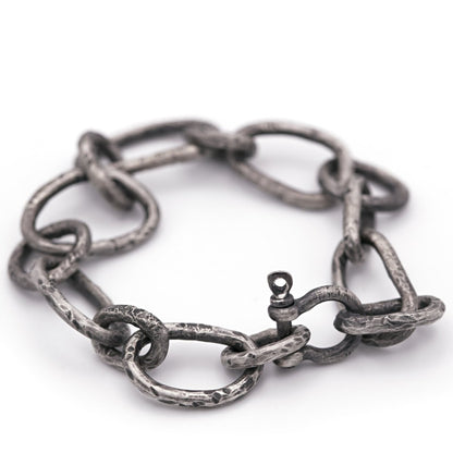 Armband aus Sterling Silber - Unikat - oxidiert - grob massiv geschmiedet - Silberschmied